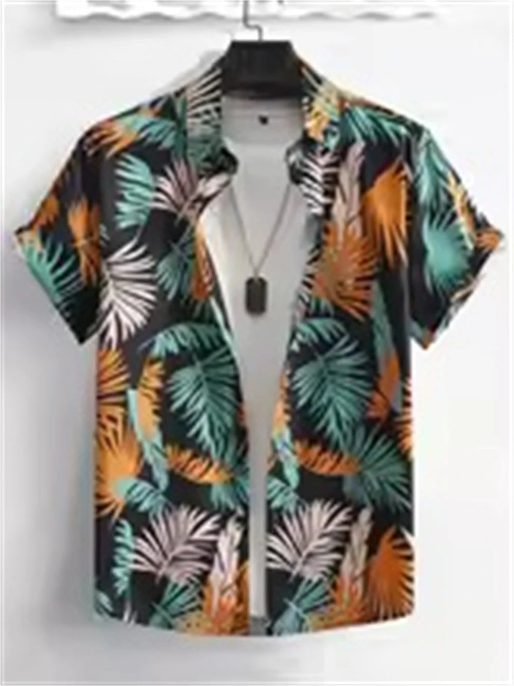 Hawaiian Botanical Flower Print Men'S and Women'S Short Sleeve Lapel Seaside Button-Down Shirt Top Casual Fashionable Shirts