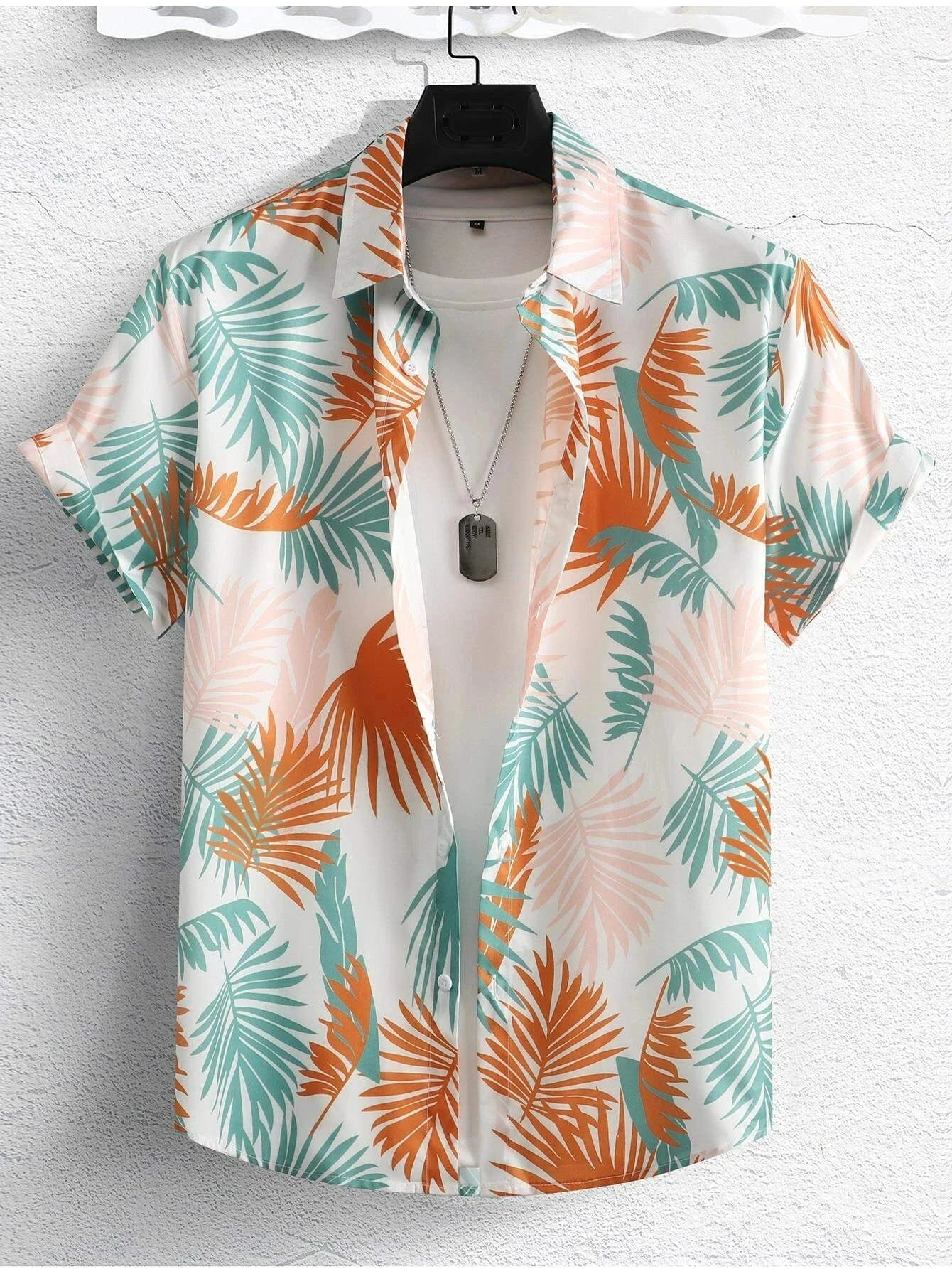 Hawaiian Botanical Flower Print Men'S and Women'S Short Sleeve Lapel Seaside Button-Down Shirt Top Casual Fashionable Shirts