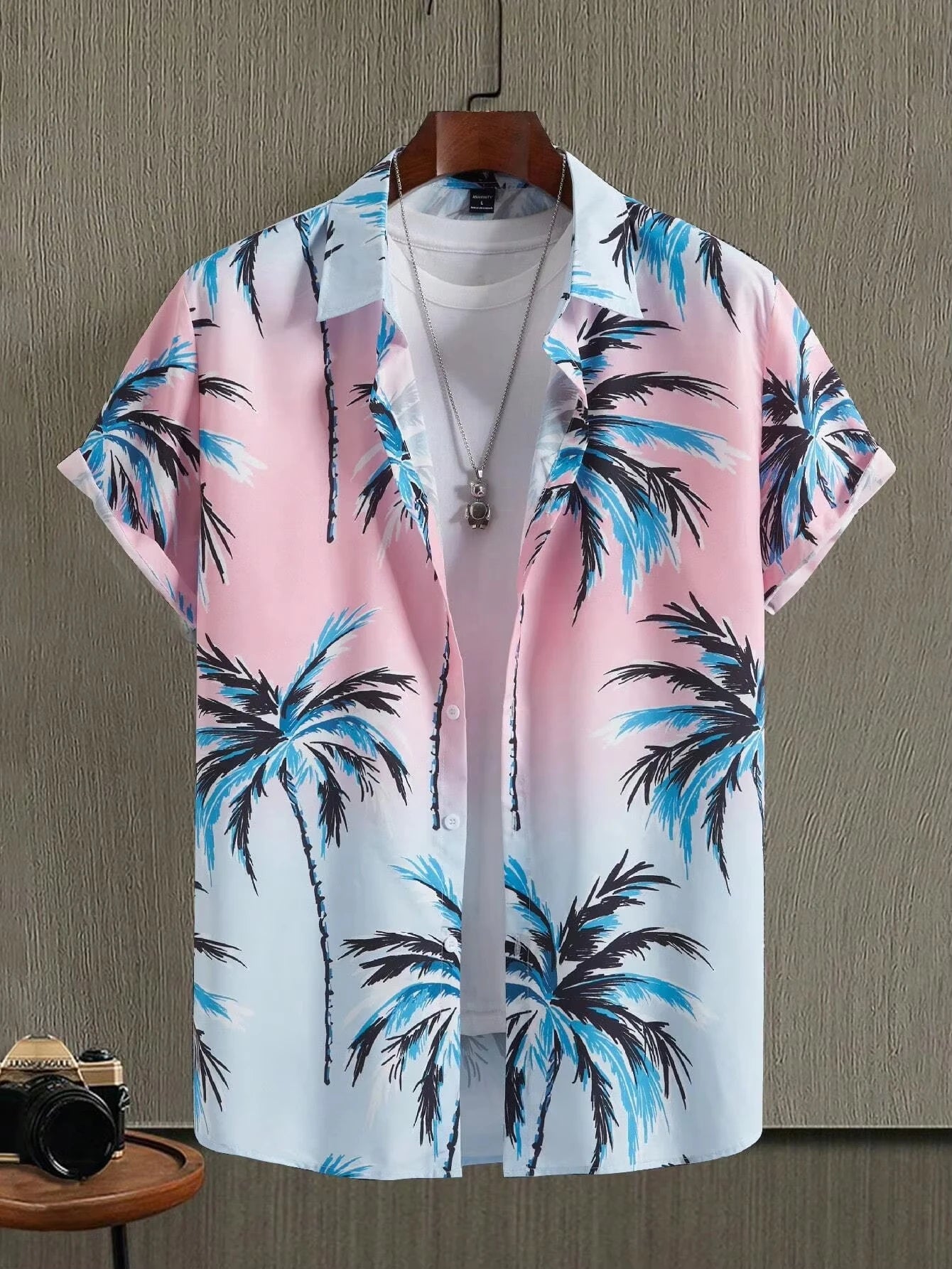 Hawaiian Botanical Flower Print Men'S and Women'S Short Sleeve Lapel Seaside Button-Down Shirt Top Casual Fashionable Shirts